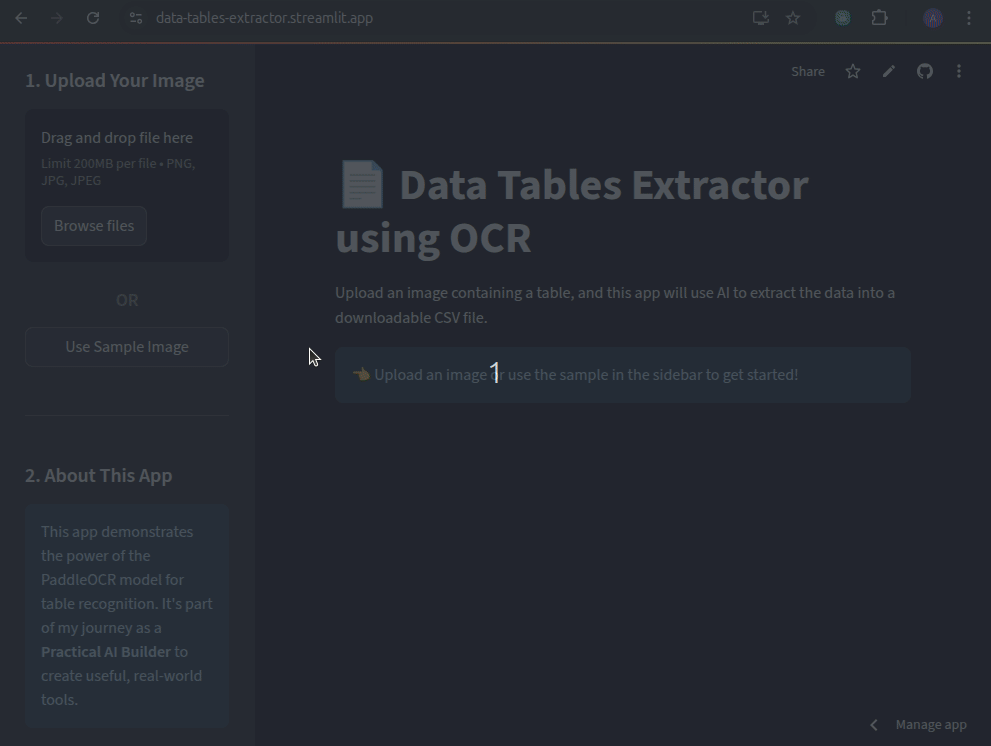 Data Tables Extractor preview